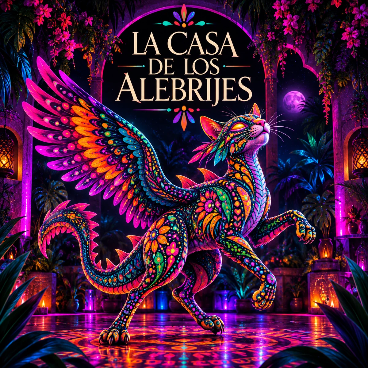 Nueva identidad visual de La Casa de los Alebrijes con una criatura fantástica multicolor dentro de un club-jardín